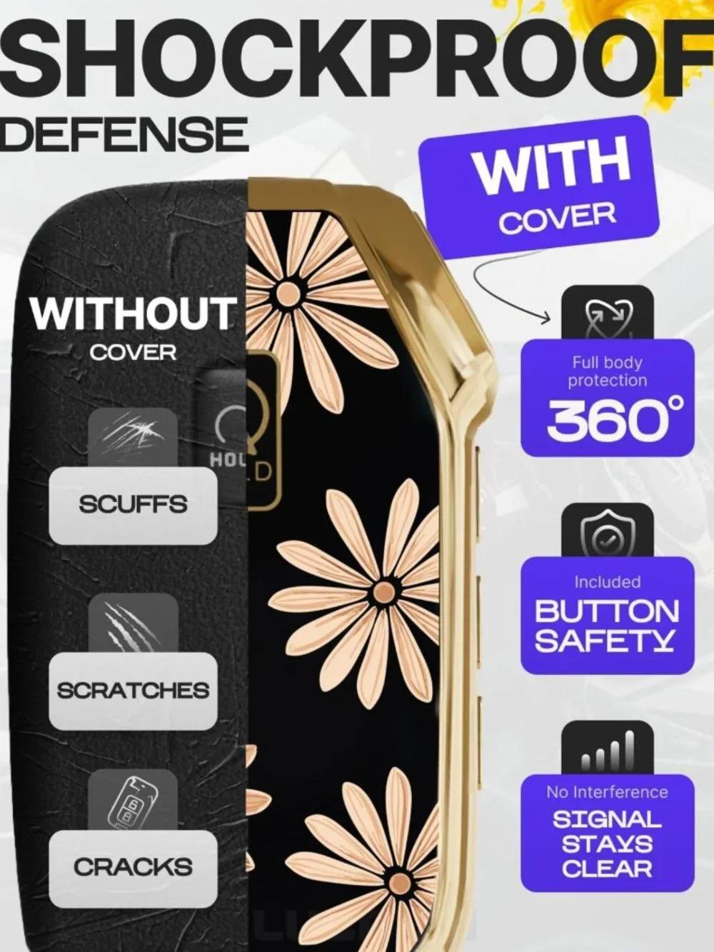 Stylish TPU Key Fob Cover & Leather Keychain for Kia - Durable & Protective Case